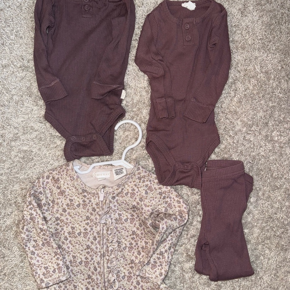 Jamie Kay Plum and Floral Kids One Pieces